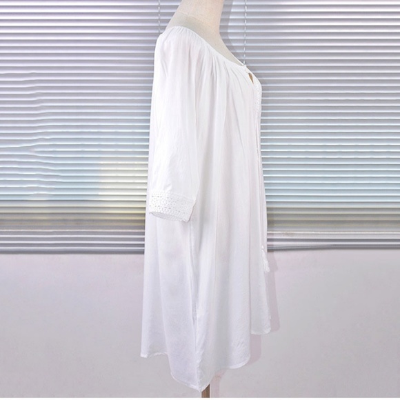 Boho White Tassel Fringe Tunic Beach Coverup - Picture 3 of 6